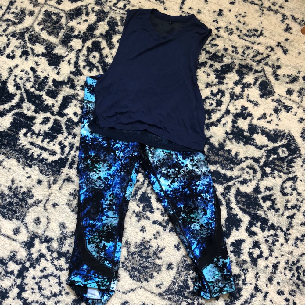 Calvin Klein & Navy mesh back crop top set.